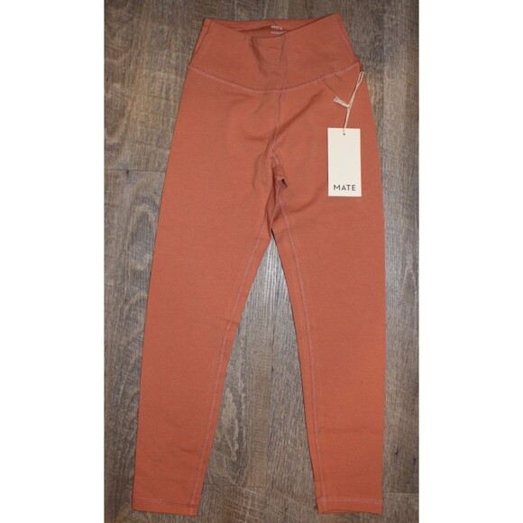 MATE THE LABEL ORGANIC COTTON MIDI LEGGINGS SZ XS NWT‎ ROSE PINK - Picture 1 of 6